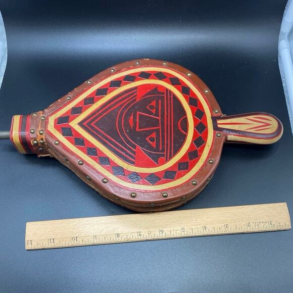 Primitive American Folk Art Aztec Tribal Indian Fireplace bellows Mexican ? - Picture 2 of 8